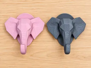 Low Poly Elephant Wall Hook –Hidden Slide On Mount