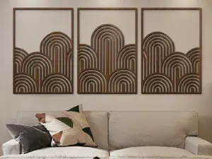 Art Deco Waves Triptych Wall Art
