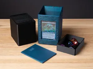 MTG Commander Deck Box Island Blue Double Sleeved