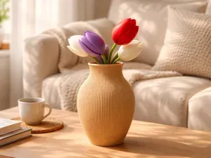 Modern Ribbed Vase – Minimalist Organic Design