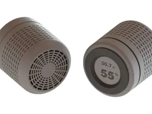 Desiccant container with thermometer hygrometer