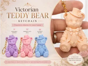 Victorian Teddy Bear Keychain