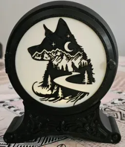 Wolf image disk for tea light lamp