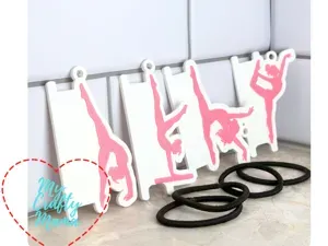Set of 4 Gymnastic hair tie keychains