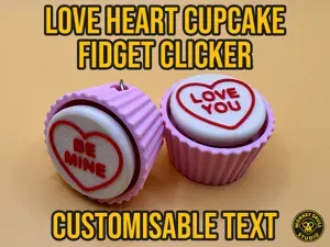 Love Heart Cupcake Fidget Clicker - Custom Text