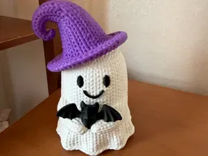 Knitted Halloween Ghost Bat