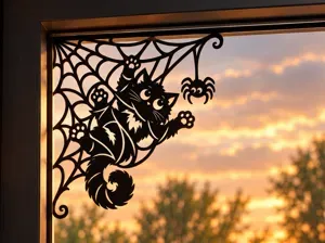 Halloween Cat in a Spider Web