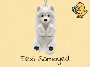 Samoyed Dog Keychain – Articulated Flexi Toy Cute