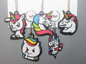 Angry Unicorn Keychains set of 5