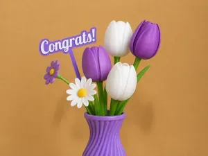 Flower Pin for Bouquets / Cake Topper - Congrats