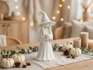 Hygge Witch Holding Pumpkin Figure