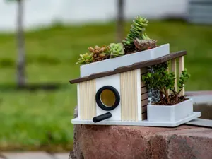 Mid-Century Modern Birdhouse & Succulent Planter