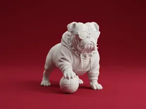 Cute Cool Basketball Bulldog Decor 3D Model