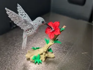 Voronoi Hummingbird Feeding at Flower