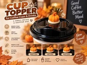 Cute Pumpkin Cup Topper – Coffee & Drinks