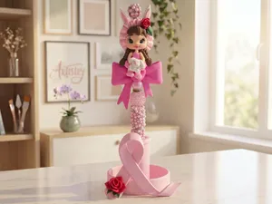 Breast Cancer Awareness Ribbon Fancy Pen Stand