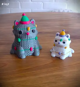 Christmas Cat - Christmas knitted container