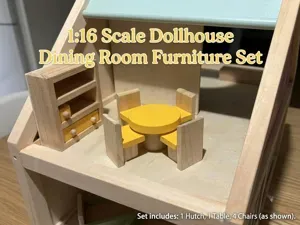 1:16 Scale Dollhouse Dining Room Furniture Set