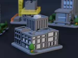 Mini City Commercial Zone Diorama - Modular Tile