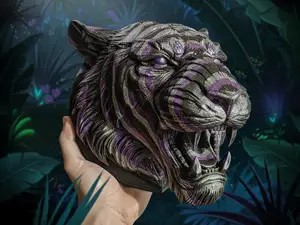 Tiger Head Layered Sculpture