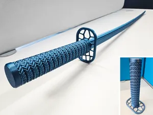 Knitted Blue Silver Long Katana