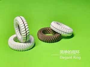 一体打印的、精致的、小巧的、可旋转的、无声的、 i人解压指环、内部巴黎饰钉、外部波浪纹 、配色diy