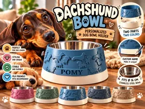Personalized Dachshund Dog Bowl Holder