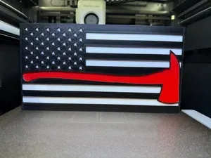 Thin Red Line Fireman Axe Tribute Flag Wall Hanger