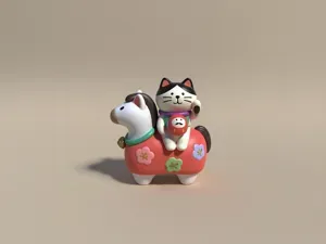 骑马小猫-日式zakka新春招福-2026中国新年农历马年-春节好运儿童涂色玩具