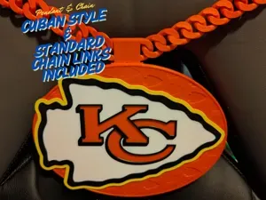 Kansas City Chiefs Oversized Pendant and Chain