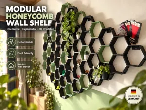HexaNest – Modular Honeycomb Wall Shelf System