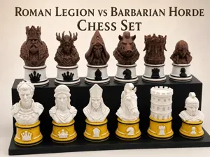 Roman Legion vs Barbarian Horde Fantasy Chess Set
