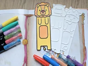 Lion Hippo Cow Bookmark Coloring Craft