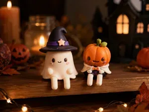 Mini Halloween Sitters – Ghost & Pumpkin