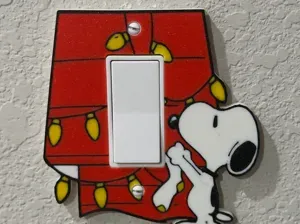 Snoopy Christmas House Light Switch Cover