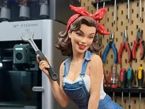 retro style garage woman