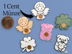 Neujahr Glücksanhänger 1 Cent Münze für Silvester