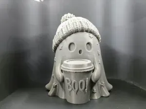 Cozy Ghost with Coffee Tea Light Decor Halloween