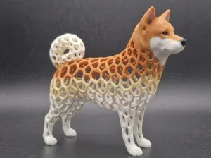 Stylized Sculpture Voronoi Shiba-Inu Dog Figure