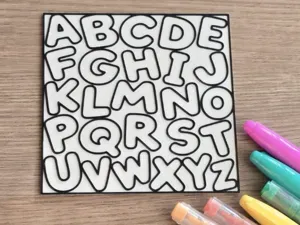 Alphabet ABC Bubble Letters Coloring Panel