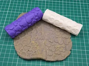 Scattered Hearts Texture Roller Rolling Pin Clay