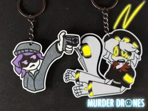 N Keychain Murder Drones Glitch Pin