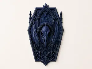 Gothic Raven Skull Wall Plaque