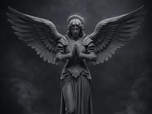 Angelo Guardiano–Statua Decorativa con Ali Aperte
