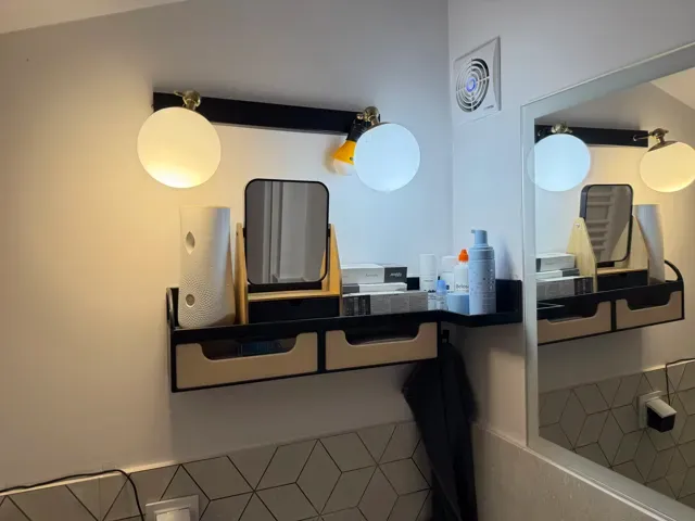 Wall-Mounted Corner Bathroom Shelf with Drawers — Image 2 of 6