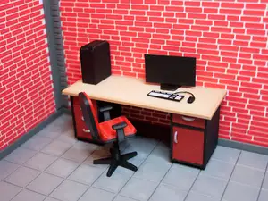 Miniature Computer Desk for diorama, scale 1:18