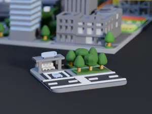 Mini Bus Stop Street Diorama - Modular Tile