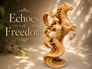 Echoes of Freedom - Original Sculpture Woman Horse