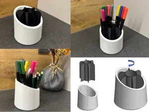 Modern Pen Holder with Rotating Insert
