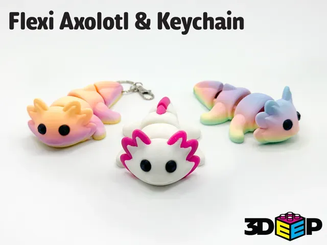 Flexi Axolotl & Keychain - No Supports